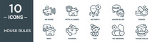 House Rules Outline Icon Set Includes Thin Line No Noise, Pets Allowed, No Party, House Rules, Dishes, Rent, Cooking Icons For Report, Presentation, Diagram, Web Design
