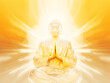 Gold buddha statue in the light and bright background