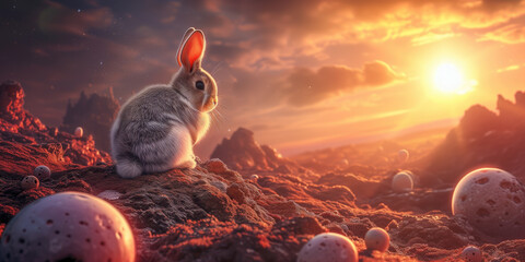 Canvas Print - Easter Bunny on mars