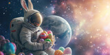 Fototapeta Kosmos - easter bunny astronaut