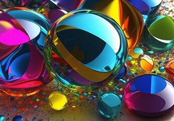 Wall Mural - 3D render of abstract curved glass shapes with a purple and blue gradient isolated on a black background digital art illustration fluid and elegant design vibrant gradient colors sophisticated
