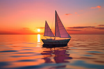 Wall Mural - Sailboat sunset sea sky boat sun water summer sailing travel nature