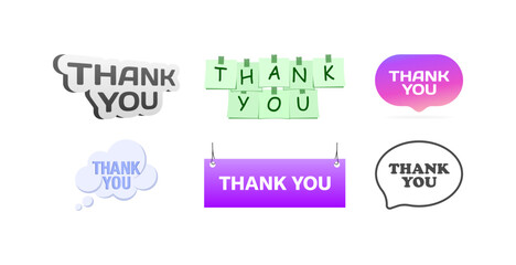 Poster - Thank you sign icon set. Thank you. Flat style. Vector icons