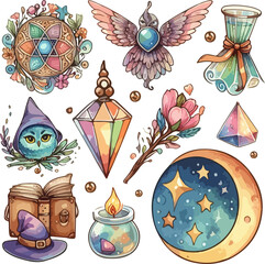 Wall Mural - set of colorful magic decorations