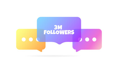 Poster - 3m followers bubble icon. Followers sign. Flat style. Vector icon