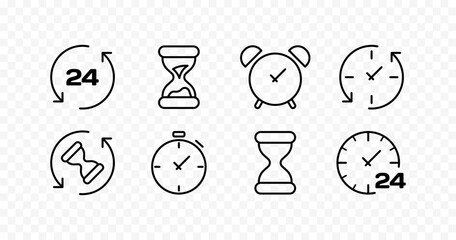 Poster - Time icons set. Linear style. Vector icons