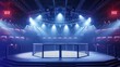 Generative AI, professional mma cage arena with spotlights, martial arts sport ring
