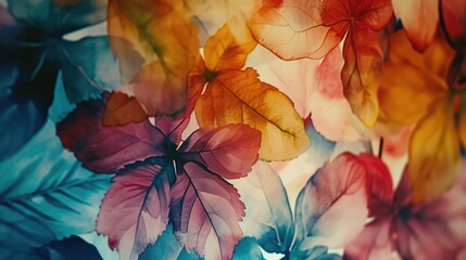 Aufkleber - A detailed view of a bunch of leaves. This image can be used to showcase the beauty of nature or to represent the changing seasons