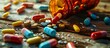An overflowing bottle of prescription pills reveals the heavy burden of relying on pharmaceutical drugs for indoor relief