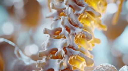 Poster - Close up view of a human spine. Ideal for medical and educational purposes