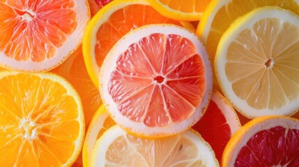 Wall Mural - A close-up view of a bunch of sliced oranges. Perfect for adding a pop of vibrant color and freshness to your designs