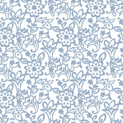 Wall Mural - seamless floral pattern line floral blue floral Jacobean floral
repeat vector file