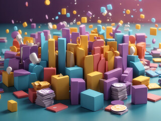 Wall Mural - marketing in social networks. loud distribution of news and information. 3d image with shadows. like
