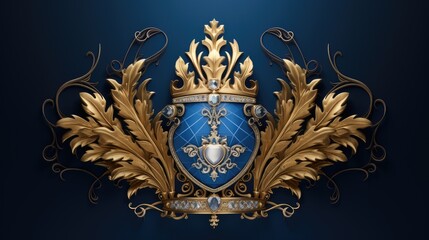 a blue background with a royal-style design, showcasing a website for a gold agency, the regal essence with intricate details and design elements that convey sophistication.
