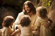 © Prasanth - Jesus Christ talking to children, Jesus and children smiling. Generation