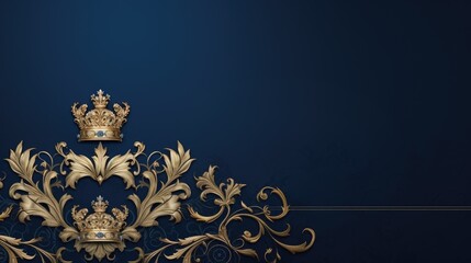 a blue background with a royal-style design, showcasing a website for a gold agency, the regal essence with intricate details and design elements that convey sophistication.