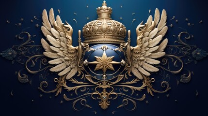a blue background with a royal-style design, showcasing a website for a gold agency, the regal essence with intricate details and design elements that convey sophistication.