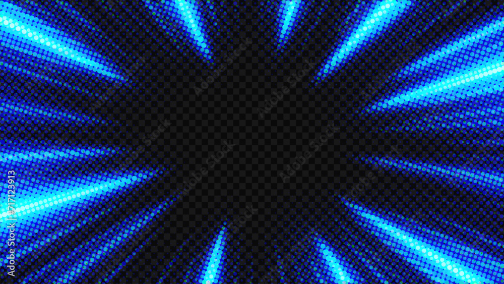 Halftone Blue Rays Zoom In Motion Effect, PNG Ready, Vector ...