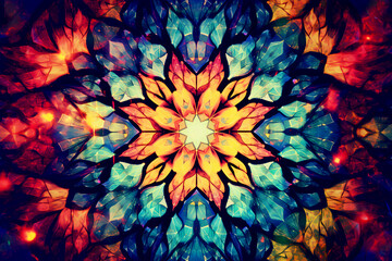 Poster - Broken Elegance Modern Abstract Kaleidoscope in Vibrant Multicolor