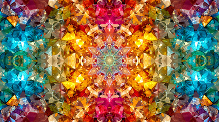 Poster - Multicolor Circle Fusion Abstract Kaleidoscopic Art with Fractal Touch