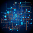 © Baron Von Fedorov - Dynamic 2D Illustration: Chaotic Arrangement of Yellow and Blue Lines and Circles on Dark Blue Background. Abstract Contemporary Composition with Vibrant Colors for Graphic Design Projects and Visual