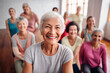 © EricMiguel - Smiling group of senior women in an exercise class, enjoying an active and healthy lifestyle.