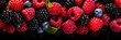 Delicious mixed berry medley background for summer fruit desserts and beverage menu design