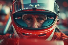 Close-up Of Formula 1 Driver With Helmet
