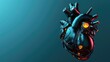 Generative AI, Robot heart in cyberpunk style, futuristic illustration. Love, feelings, romantic St. Valentine's Day concept. 
