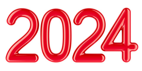 Poster - Red 2024, 3D rendering isolated on transparent background