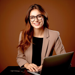 Business Woman Working on Laptop