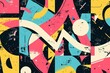 Funky Fusion: Memphis Style Poster with Abstract Bright Colors Background