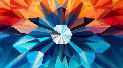 Wall Mural - An abstract backdrop with geometric shapes merging into a kaleidoscope of hues - Generative AI