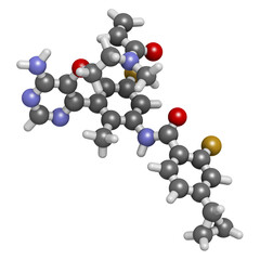 Canvas Print - Remibrutinib drug molecule. 3D rendering.