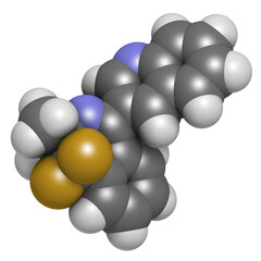 Quinofumelin fungicide molecule. 3D rendering.