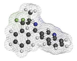 Quinofumelin fungicide molecule. 3D rendering.