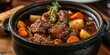 Navarin Elegance: French Lamb Stew Perfection. Dive into A Culinary Symphony of Tender Meat and Seasonal Vegetables. Picture the Navarin Elegance in a Charming French Brasserie with Soft Lighting