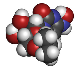 Wall Mural - Molnupiravir antiviral drug molecule. 3D rendering.