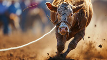 A Close-up Of A Determined Rodeo Calf Roper Swiftly Lassoing A Calf During A Roping Competition, Showcasing The Precision And Speed Required In This Traditional Rodeo Event.