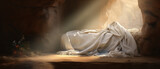 Fototapeta  - Jesus's empty tomb at sunrise. Concept of resurrection.