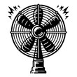 Electric fan complementing the airflow of a home's HVAC system Vector Logo Art