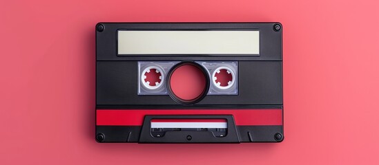 Wall Mural - Old cassette tape with blank label, in retro style