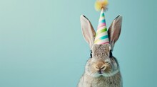 Bunny With Birthday Hat Generative Ai