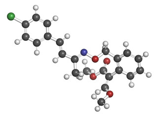 Canvas Print - Enoxastrobin fungicide molecule. 3D rendering.