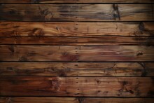Close-up Of Dark Stained Wooden Planks With Rich, Visible Grains.