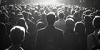 © SOUHAIL - A black and white photo capturing a large crowd of people. This versatile image can be used to depict various concepts and scenarios