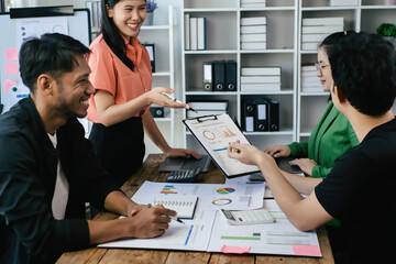 Multiethnic business people working together in the office, Corporate business team and manager in a meeting, A group of business people partners during a set team meeting in the modern office.