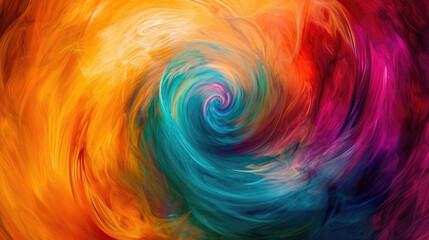 Wall Mural - A swirling, vibrant blend of colors in an abstract painting.