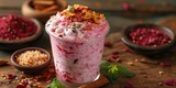 Falooda Elegance - Culinary Fusion of Rose Syrup, Vermicelli, and Ice Cream, a Flavorful Tapestry of Sweet Delight. Immerse in the Culinary Fusion in a Colorful Indian Dessert