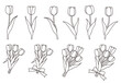 シンプルなチューリップの花のベクターイラストセット